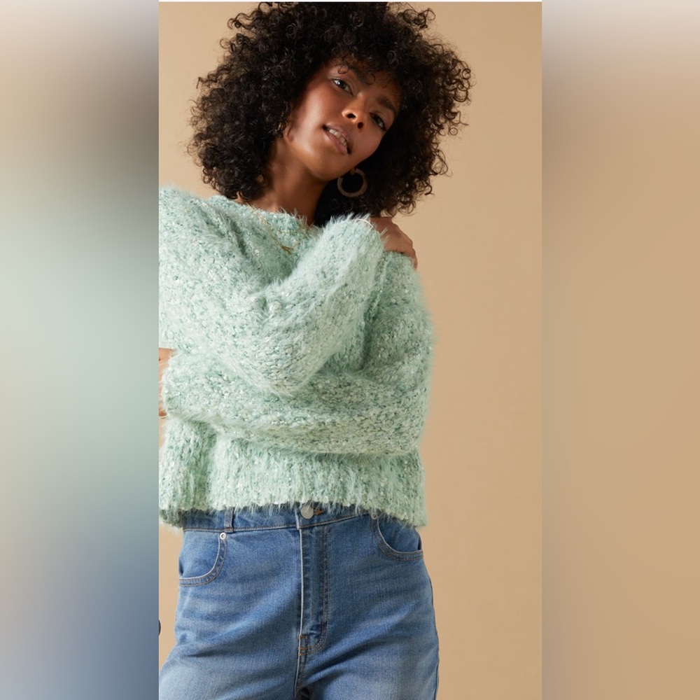 New Francesca’s Kaya Crewneck Textured Pullover Sweater - Picture 4 of 6